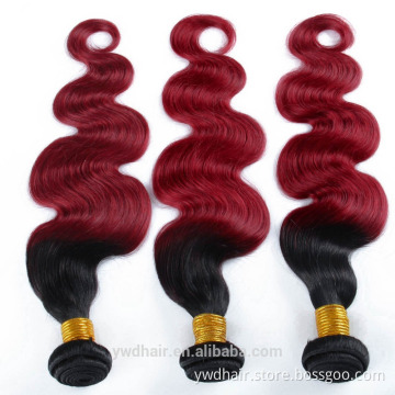 7A Ombre Color Peruvian Body Wave Bundles unprocessed Peruvian virgin hair Ombre Peruvian hair T1B/Burg Human Hair Weave